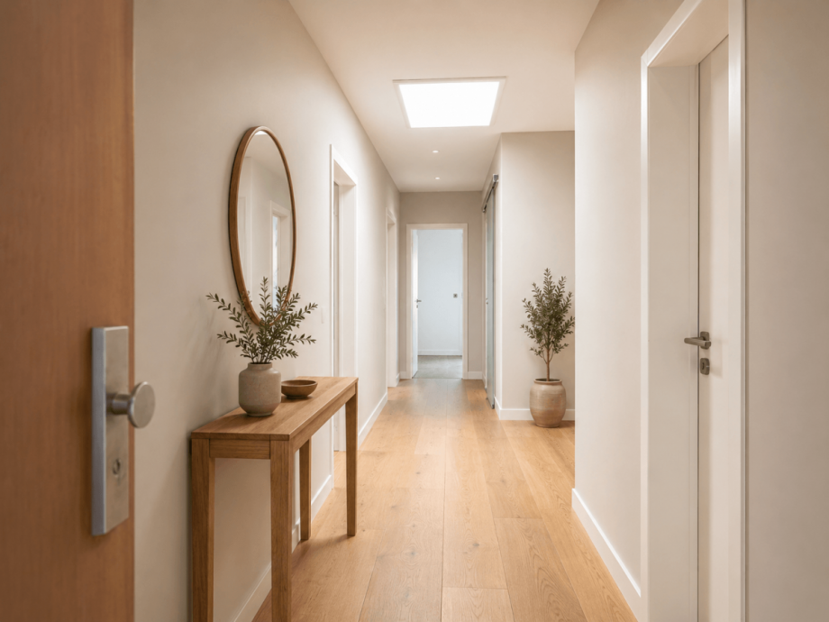 Beispiel Flur nach Modernisierung (KI generiert) Dachgeschosswohnung Neu-Ulm