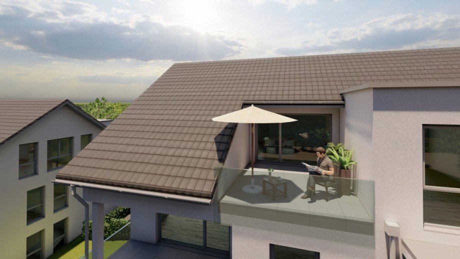 Ansicht Balkon Haus 2 Erdgeschosswohnung Neu-Ulm