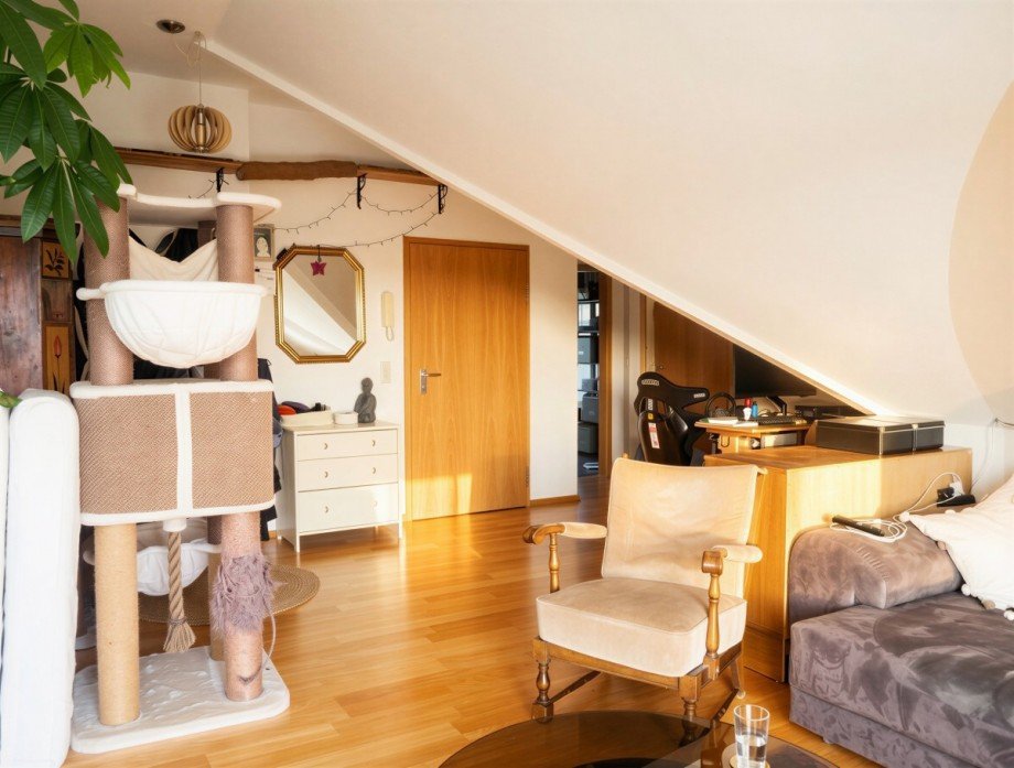 Wohnzimmer/Eingang Dachgeschosswohnung Neu-Ulm