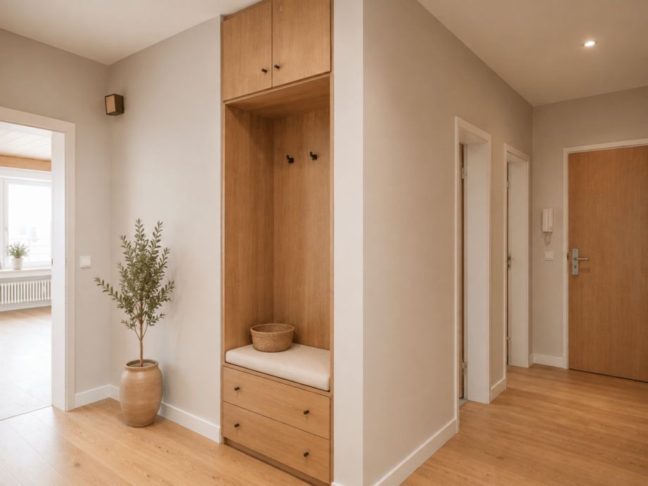 Beispiel Flur nach Modernisierung (KI generiert) Dachgeschosswohnung Neu-Ulm