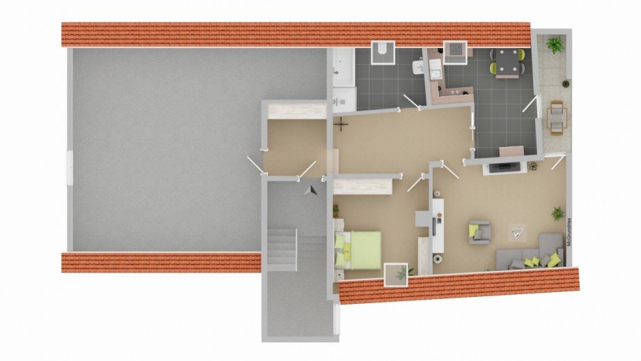 Grundriss Dachgeschoss mit Ausbaureserve Mehrfamilienhaus Langenau
