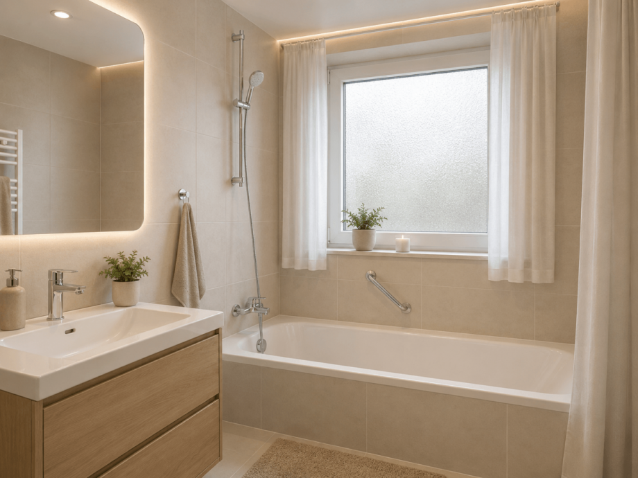 Badezimmer Beispiel nach Modernisierung (KI generiert) Etagenwohnung Ulm