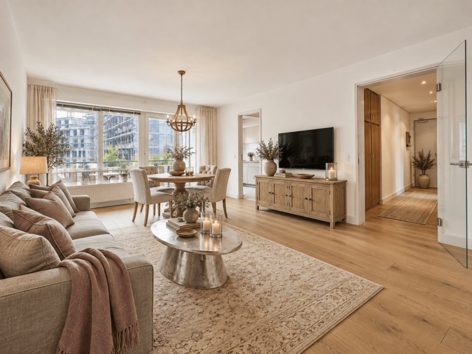 Wohnzimmer - Beispiel nach Renovierung (KI-generiert) Etagenwohnung Neu-Ulm