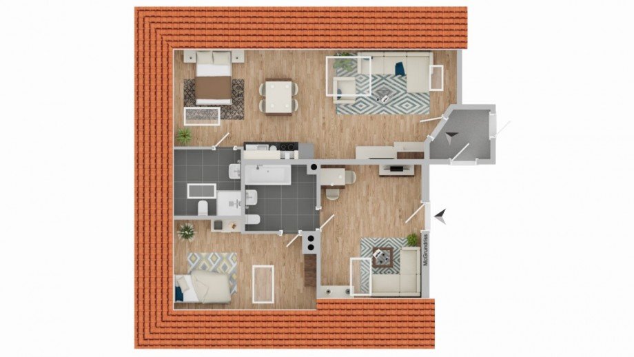 Variante getrennte einheiten (Ist-Zustand) Dachgeschosswohnung Ulm