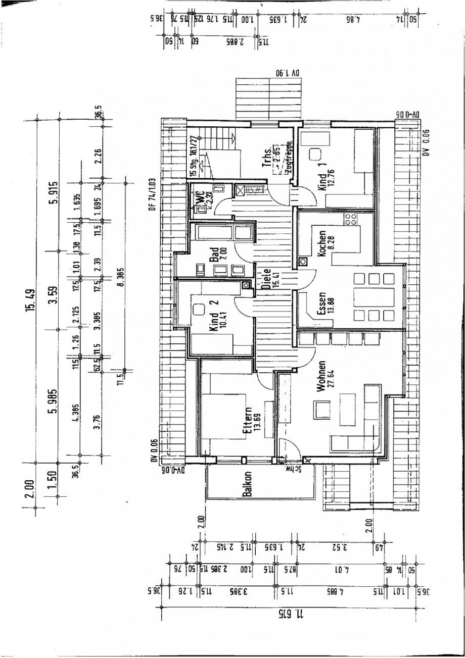 Grundriss Dachgeschosswohnung Finningen